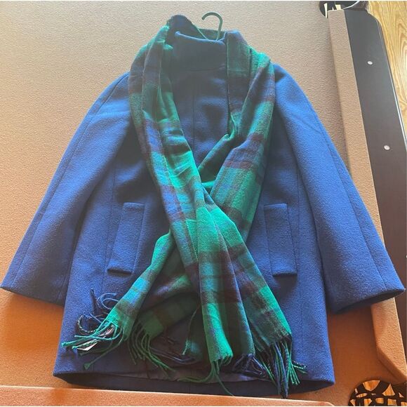 J. CREW Women’s Sz 6 Wool Blend Coat in Royal Blue with Matching Scarf - Picture 5 of 5